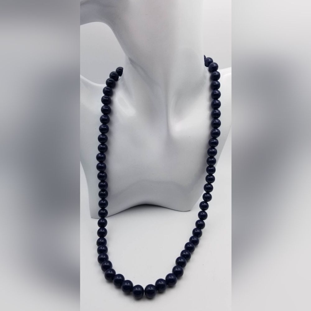 Lovers in space blueish black beaded necklace vintage